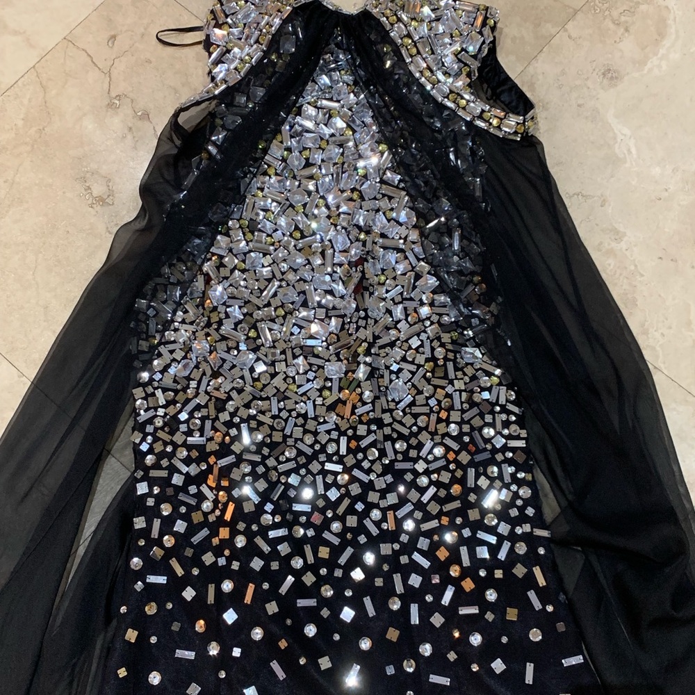 Black bedazzled prom dress. SIZE 4
